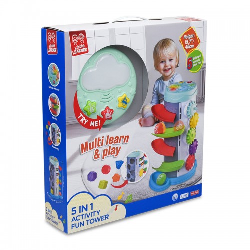 Hap-P-Kid Little Learner 5 In 1 Activity Fun Tower | Activity Center | Sensory Activity Toy | Interactive Toy | 12 months+